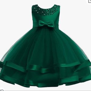 Emerald green flower girl dress